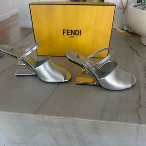 Fendi First F-Shaped Sculpted Heel Sandals